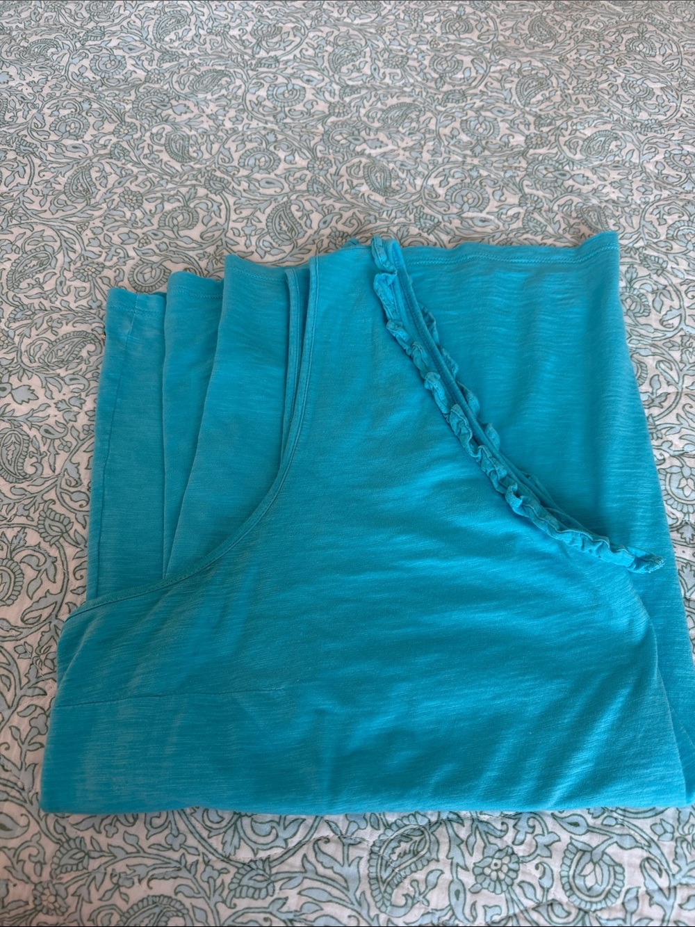 Lilly Pulitzer Women's XXL Turquoise Ruffle Tank Top Pima Cotton Plus Size - Picture 16 of 16